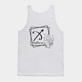 Sagittarius Zodiac Sign Floral Crystal Design Tank Top